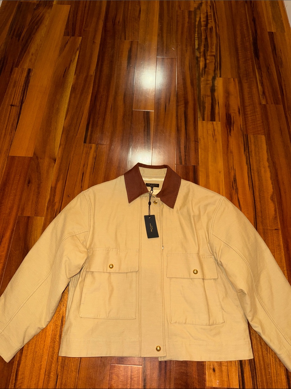 Rag & Bone Beige Jacket with Brown Collar